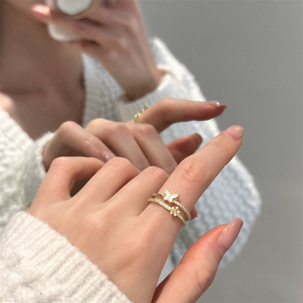 Double Layer Butterfly Ring