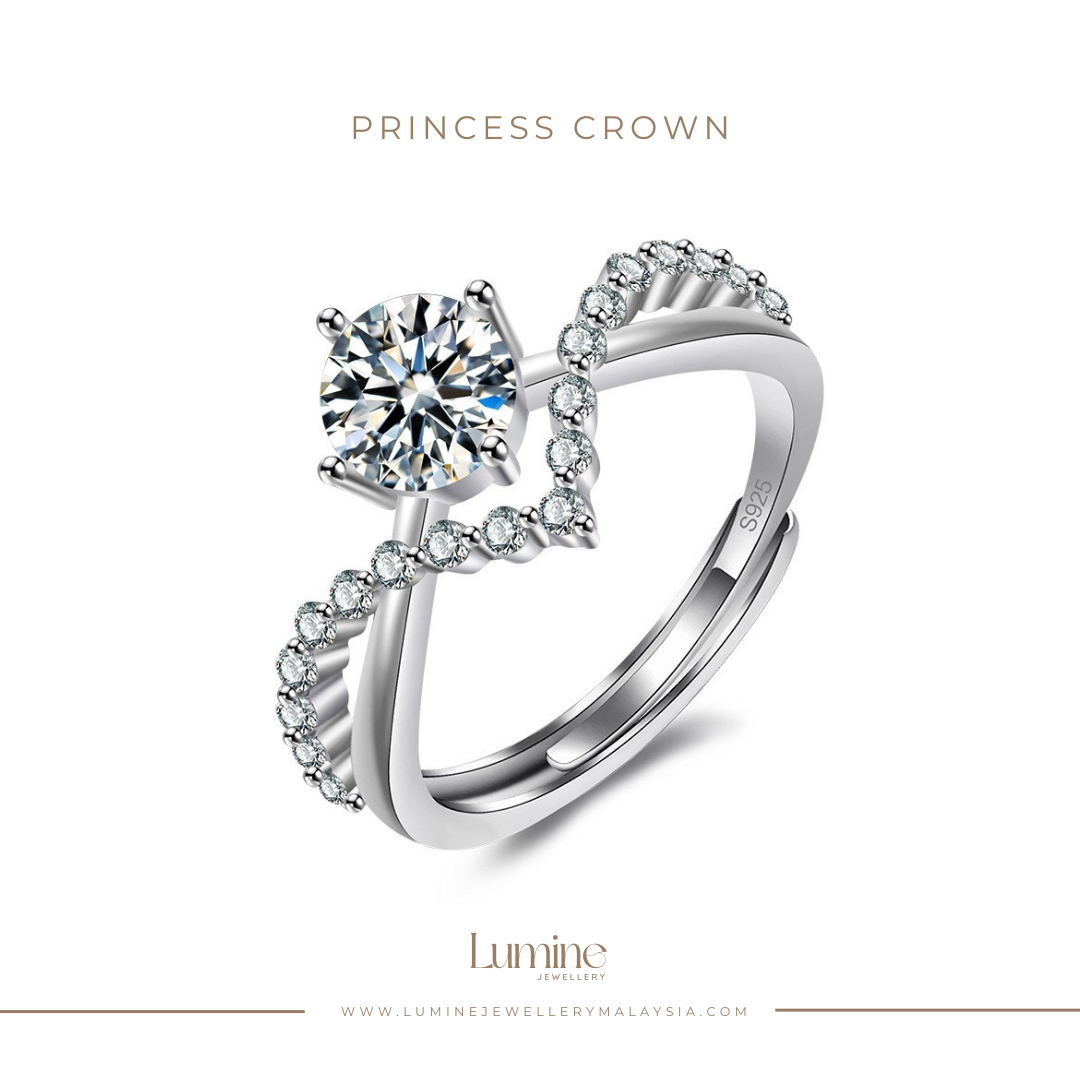 Princess Crown Moissanite Ring