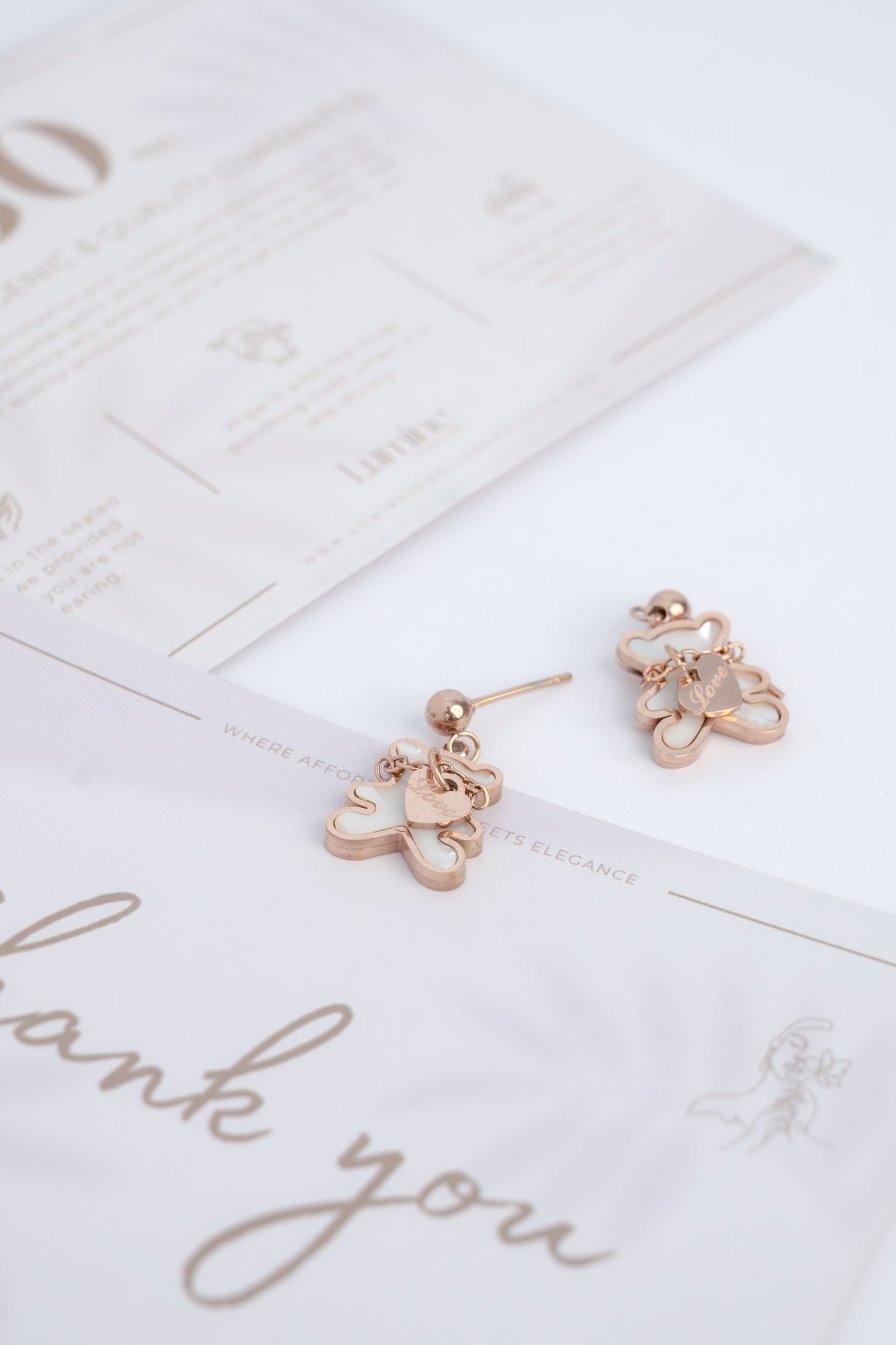 Rose Gold Bear Earrings