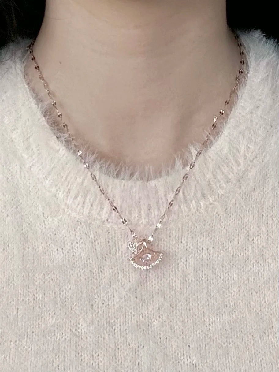 Rose Gold Diamond Ginkgo Necklace