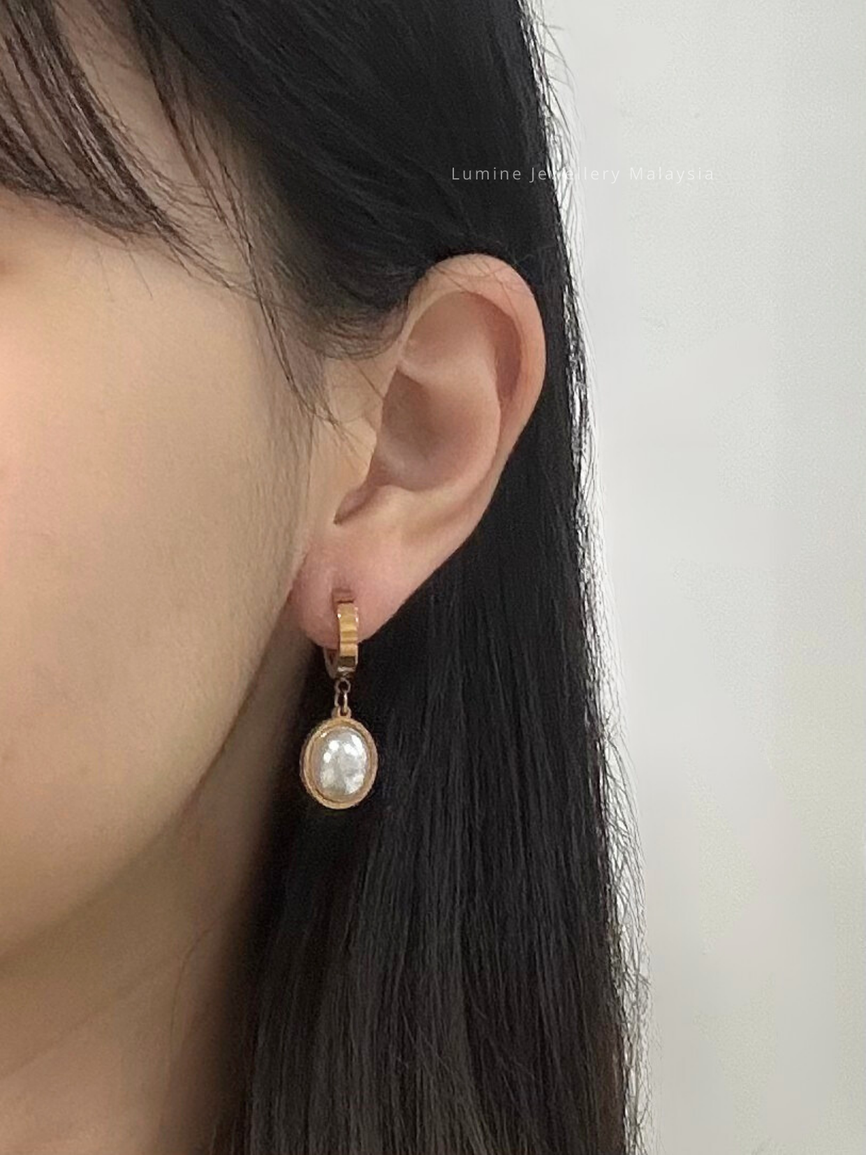 Rose Gold Half Pearl Earrings