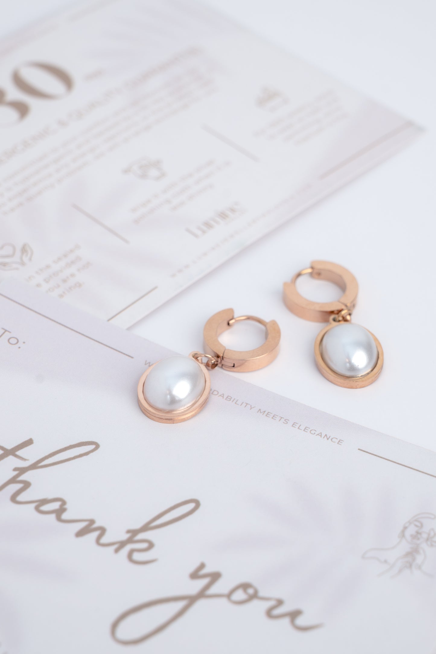 Rose Gold Half Pearl Earrings