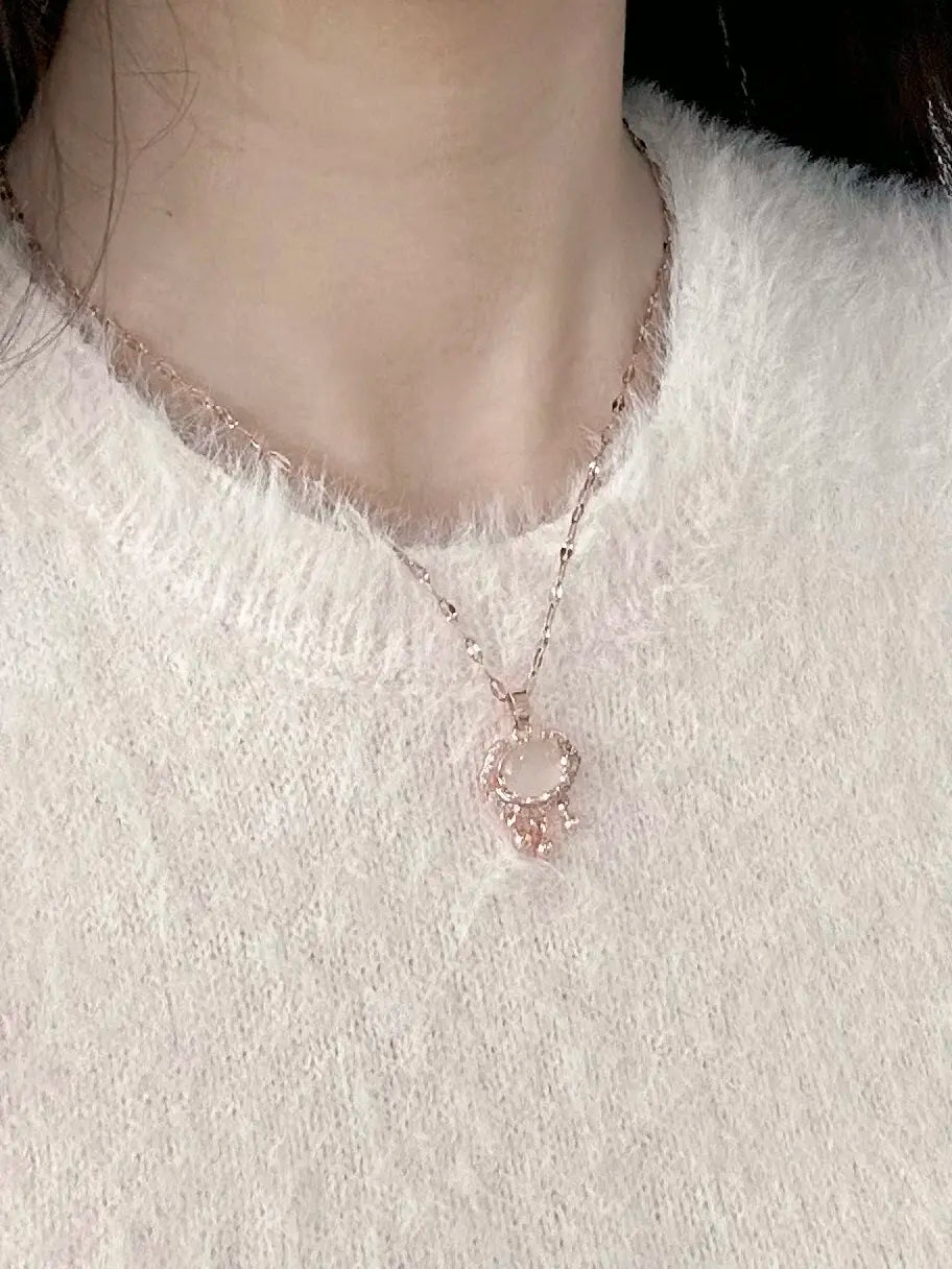Rose Gold Single Peace Lock Necklace