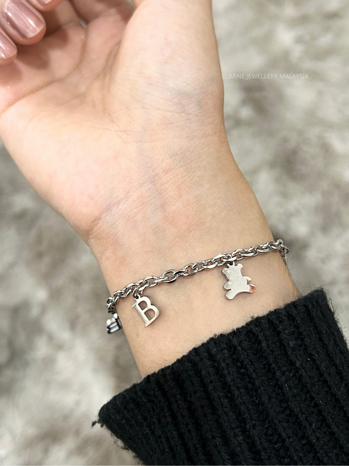 Silver Hip-Hop Bear Bracelet
