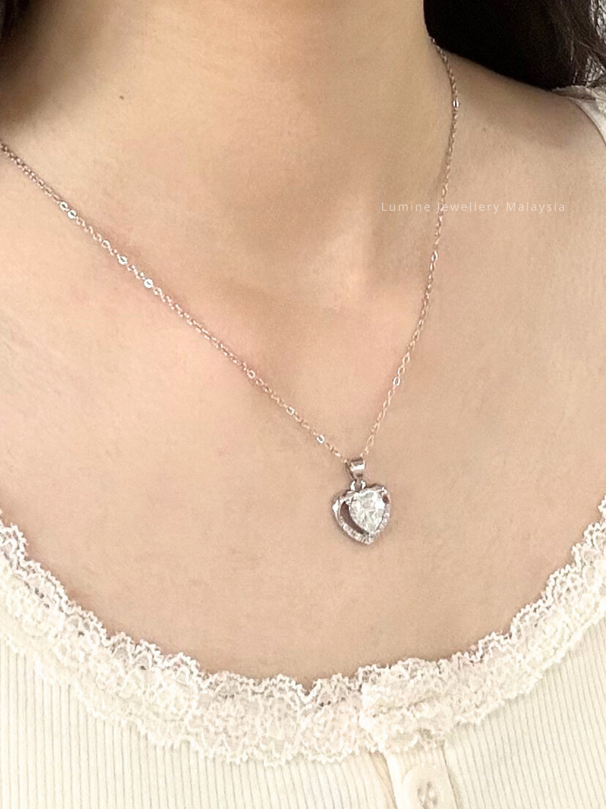 Tiny DIamond Heart Necklace