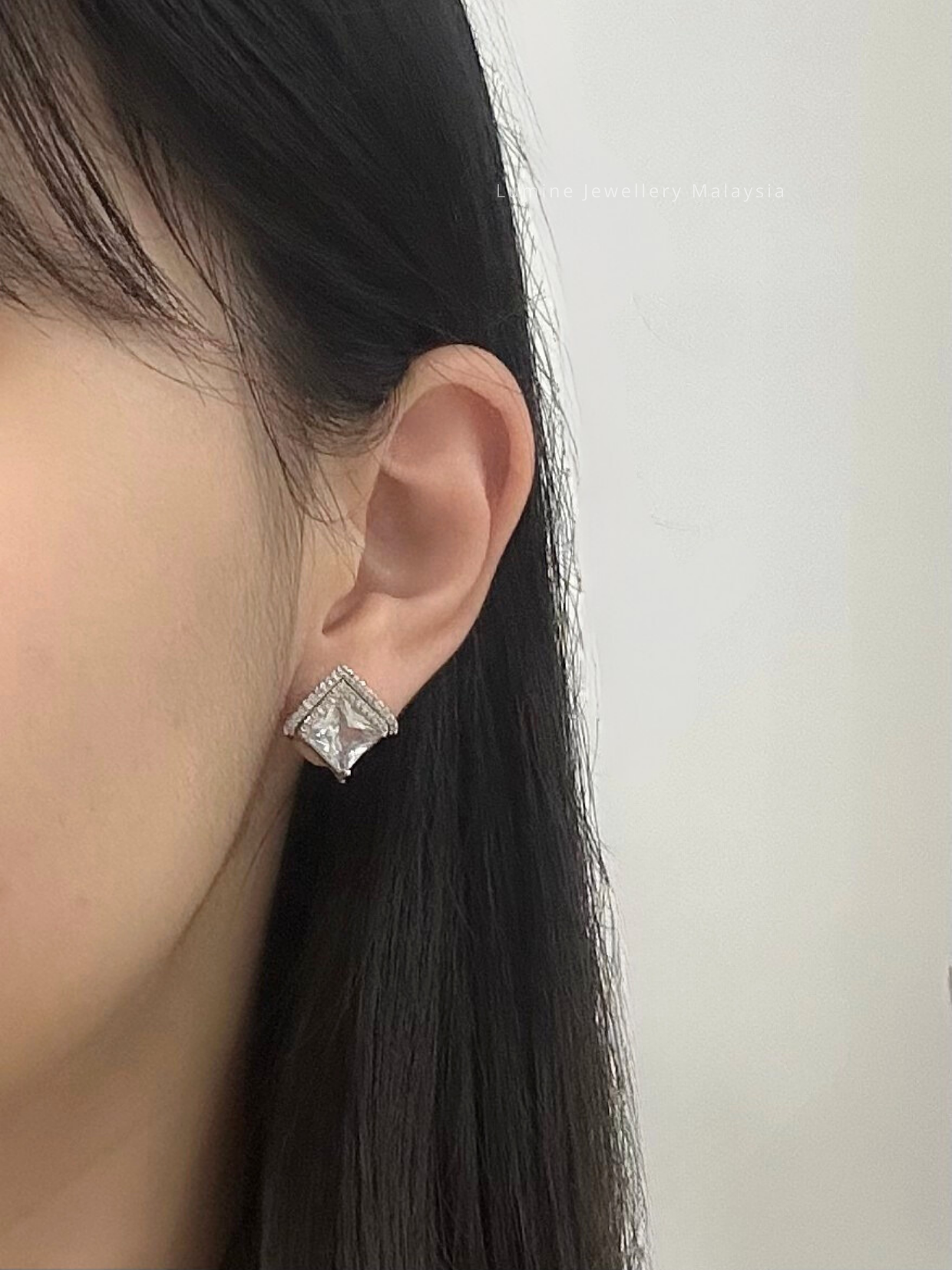 Triangle Blue Diamond Earrings