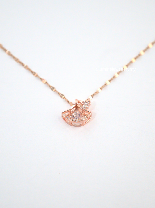 Rose Gold Diamond Ginkgo Necklace