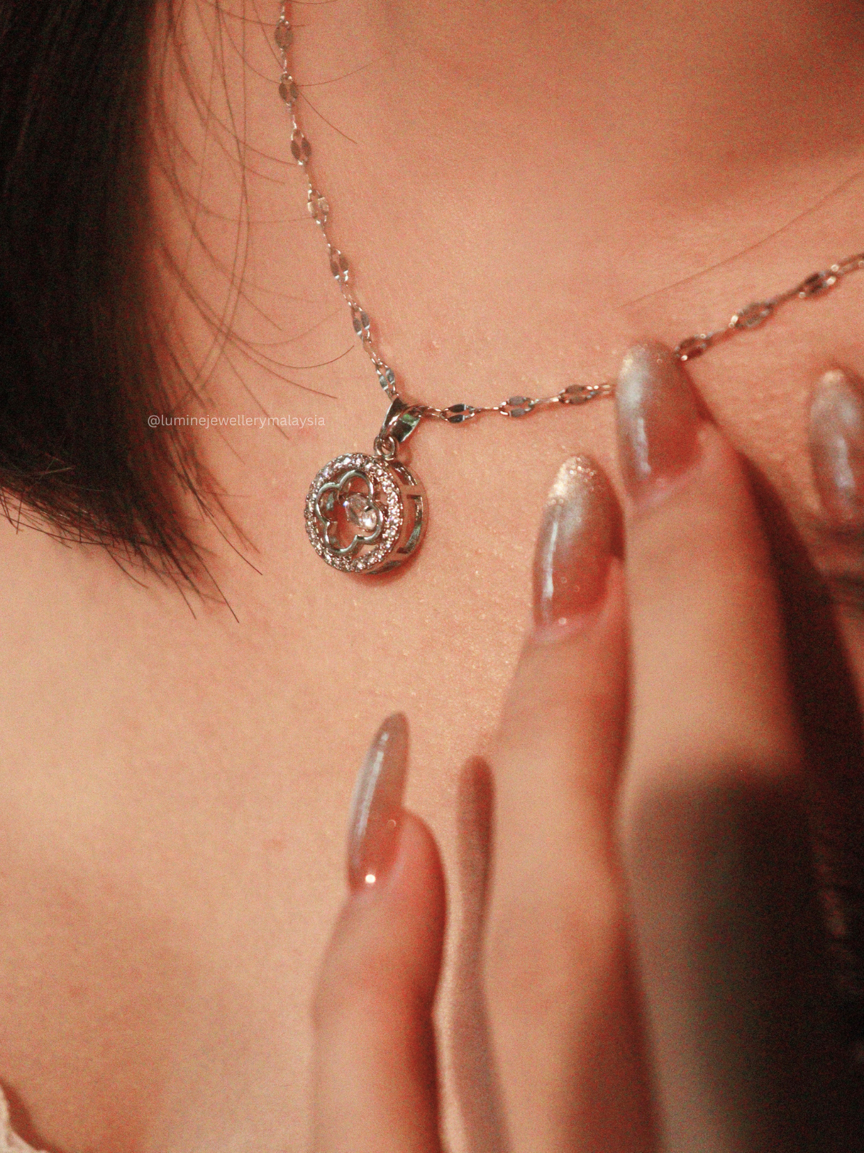 Diamond Dancing Clover Necklace