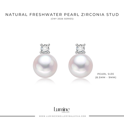 Natural Freshwater Pearl Zirconia Stud