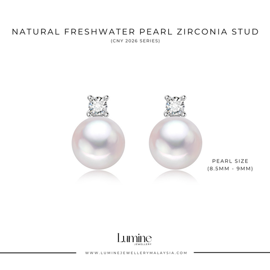 Natural Freshwater Pearl Zirconia Stud