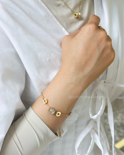 Gold Elegant Cylinder Bracelet