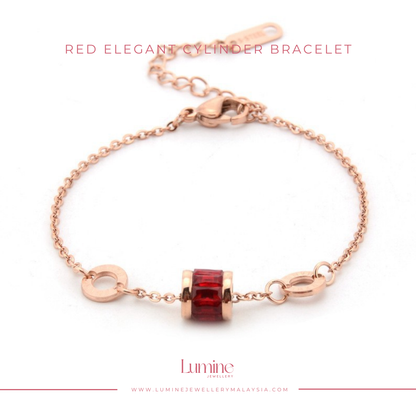Red Elegant Cylinder Bracelet (Deep Love & Courage)