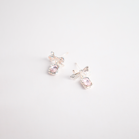 Pink Bowtie Diamond Earrings