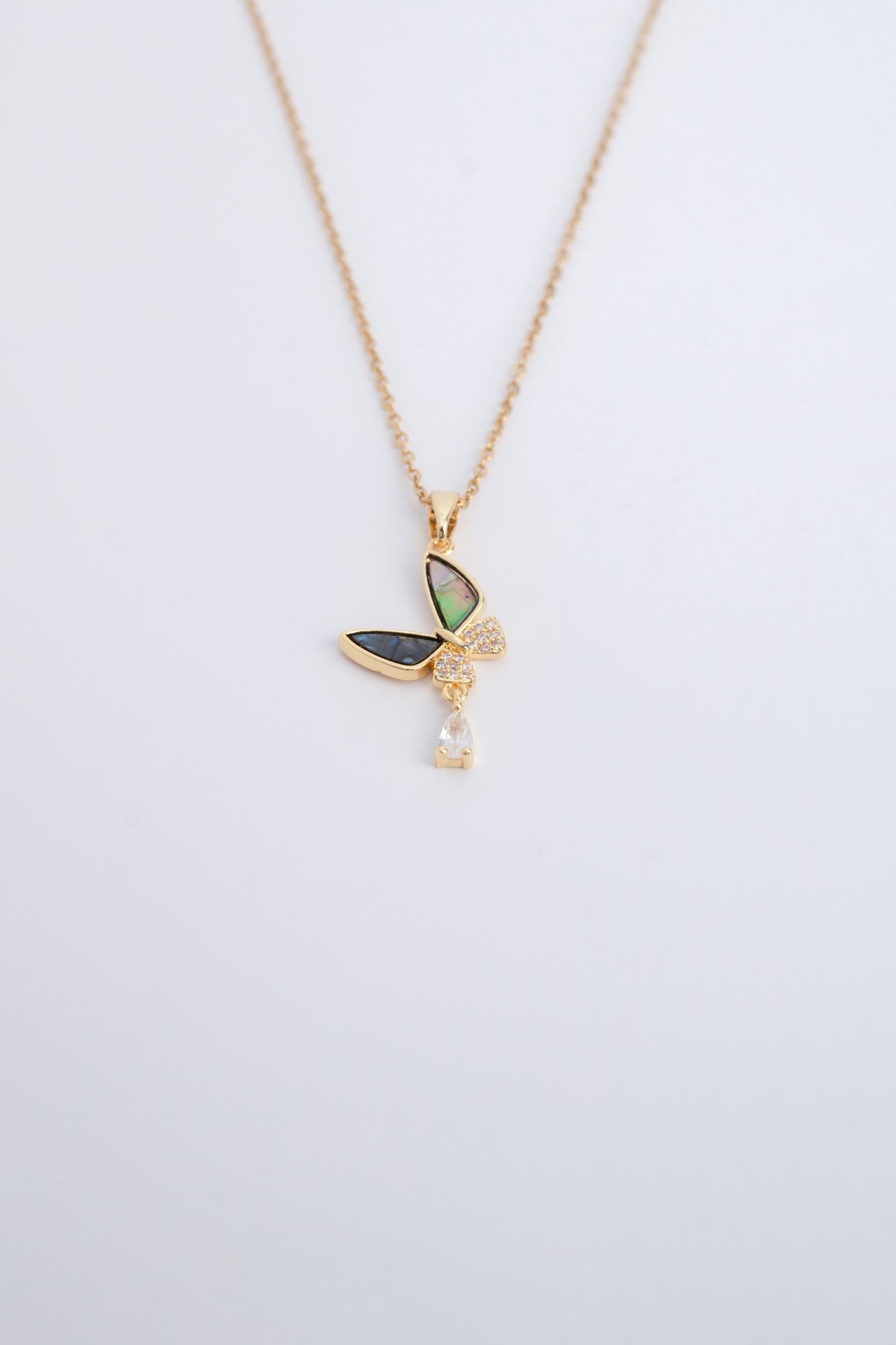 Gold Shell Butterfly Necklace