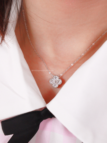 Elegant Clover Moissanite Necklace with Cert (GRA Certified Moissanite | S925)