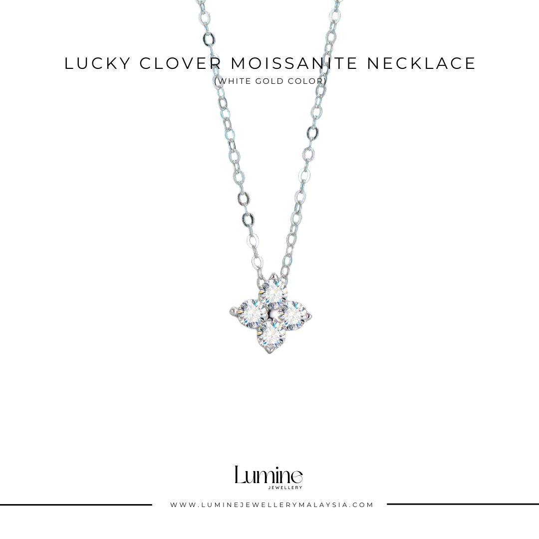 Lucky Clover Moissanite Necklace with Cert (GRA Certified Moissanite | S925)