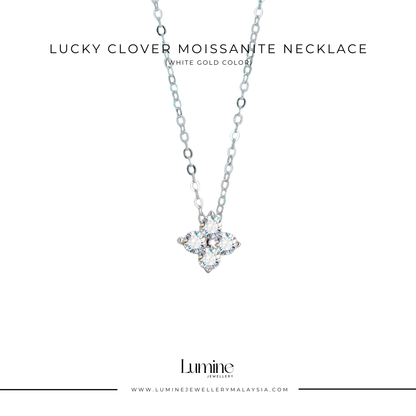 Lucky Clover Moissanite Necklace with Cert (GRA Certified Moissanite | S925)
