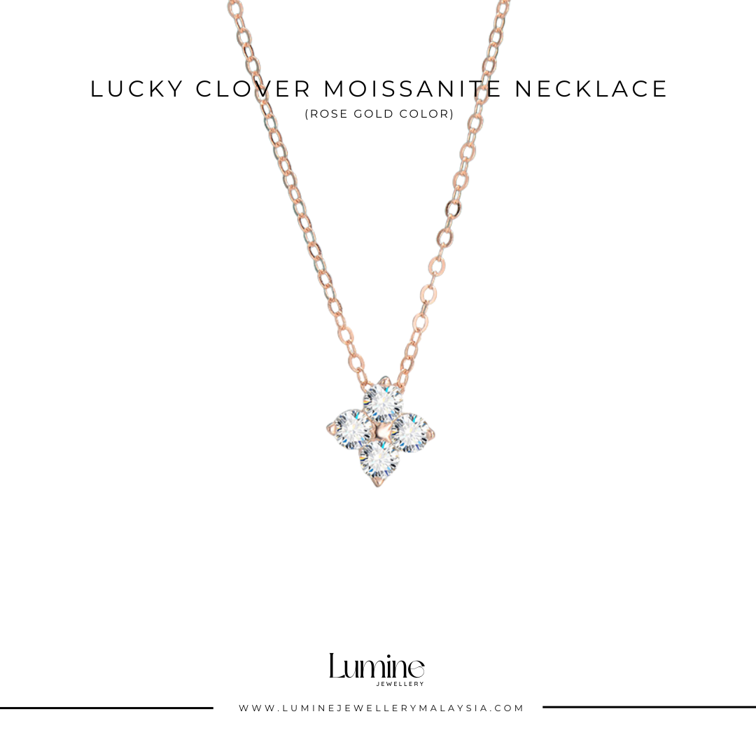 Lucky Clover Moissanite Necklace with Cert (GRA Certified Moissanite | S925)