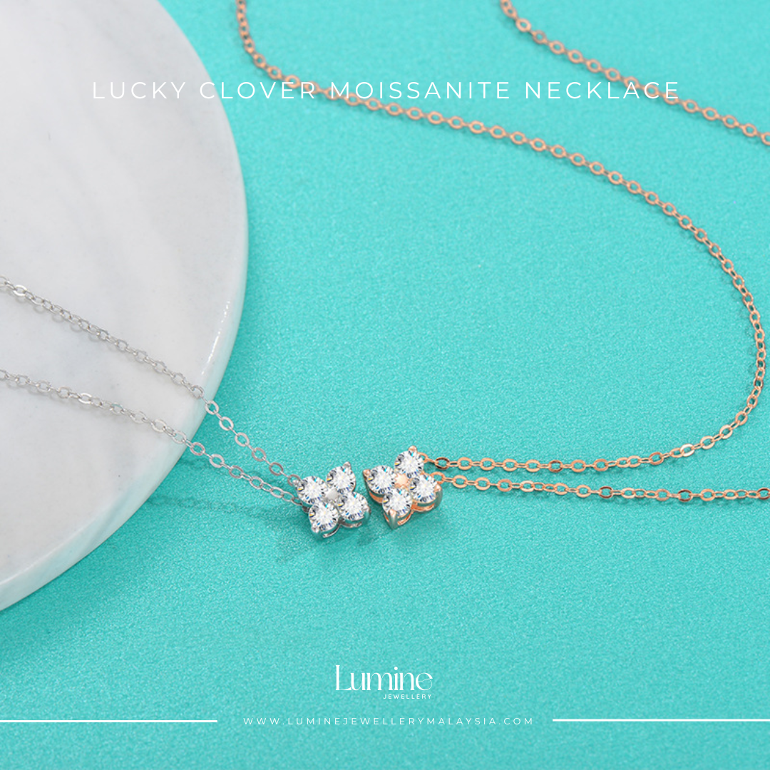 Lucky Clover Moissanite Necklace with Cert (GRA Certified Moissanite | S925)