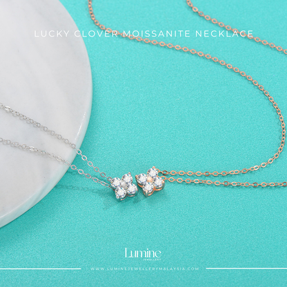 Lucky Clover Moissanite Necklace with Cert (GRA Certified Moissanite | S925)