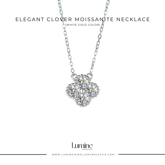 Elegant Clover Moissanite Necklace with Cert (GRA Certified Moissanite | S925)