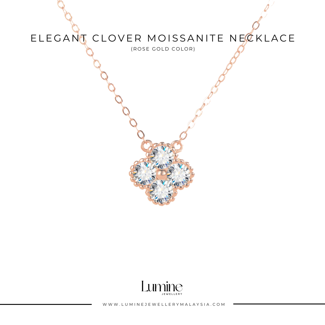 Elegant Clover Moissanite Necklace with Cert (GRA Certified Moissanite | S925)