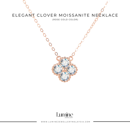 Elegant Clover Moissanite Necklace with Cert (GRA Certified Moissanite | S925)