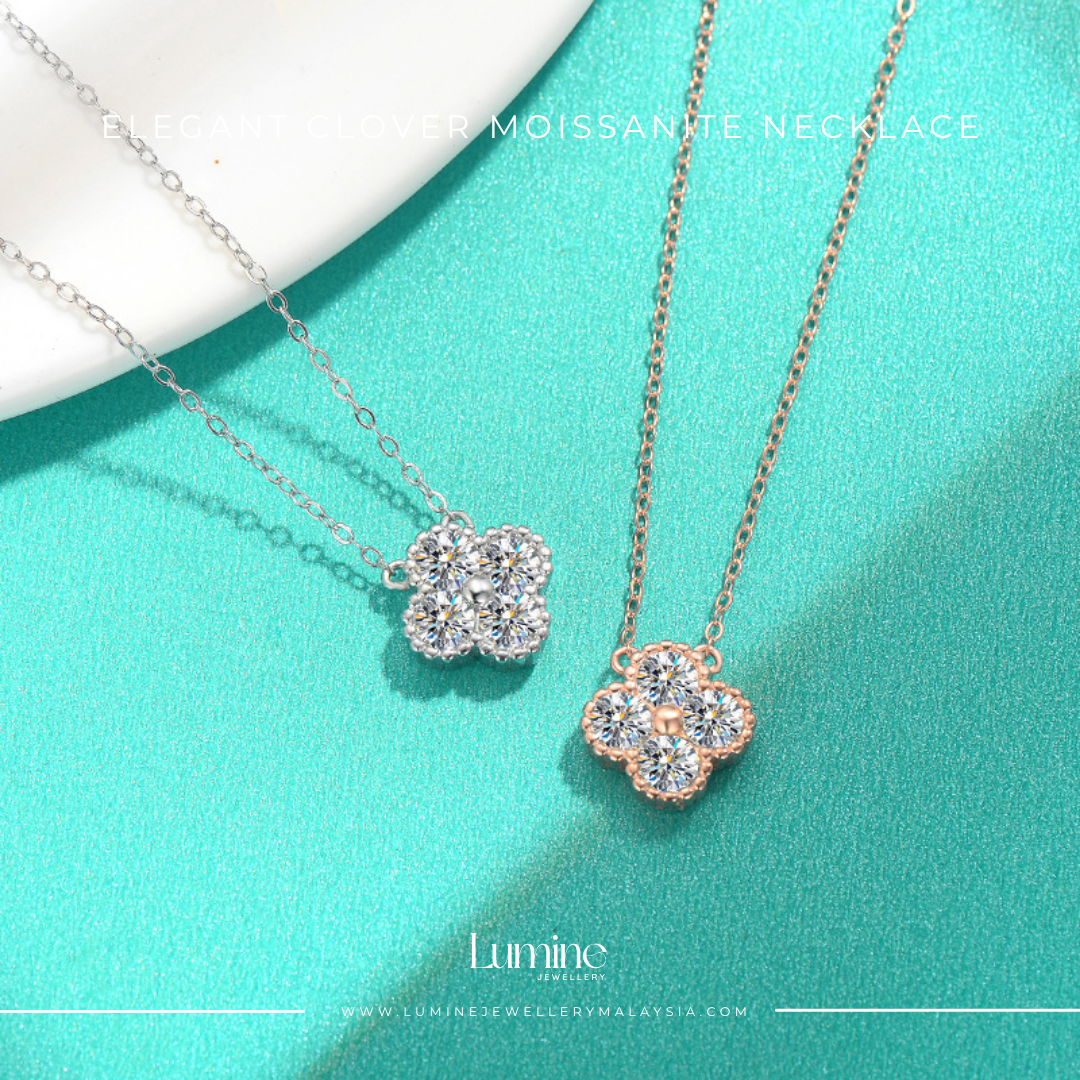Elegant Clover Moissanite Necklace with Cert (GRA Certified Moissanite | S925)