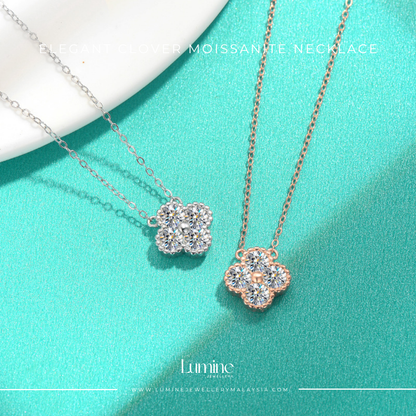 Elegant Clover Moissanite Necklace with Cert (GRA Certified Moissanite | S925)
