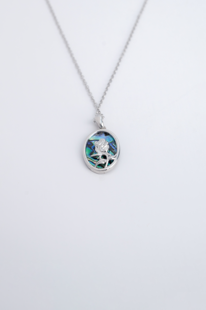 Silver-Plated Shell Rose Necklace