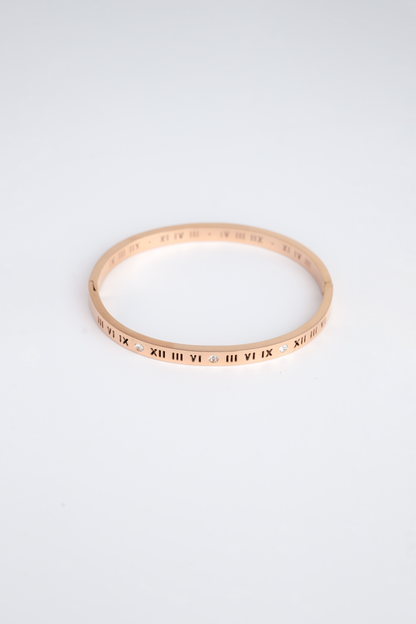 Rose Gold Diamond Roman Letter Cuff