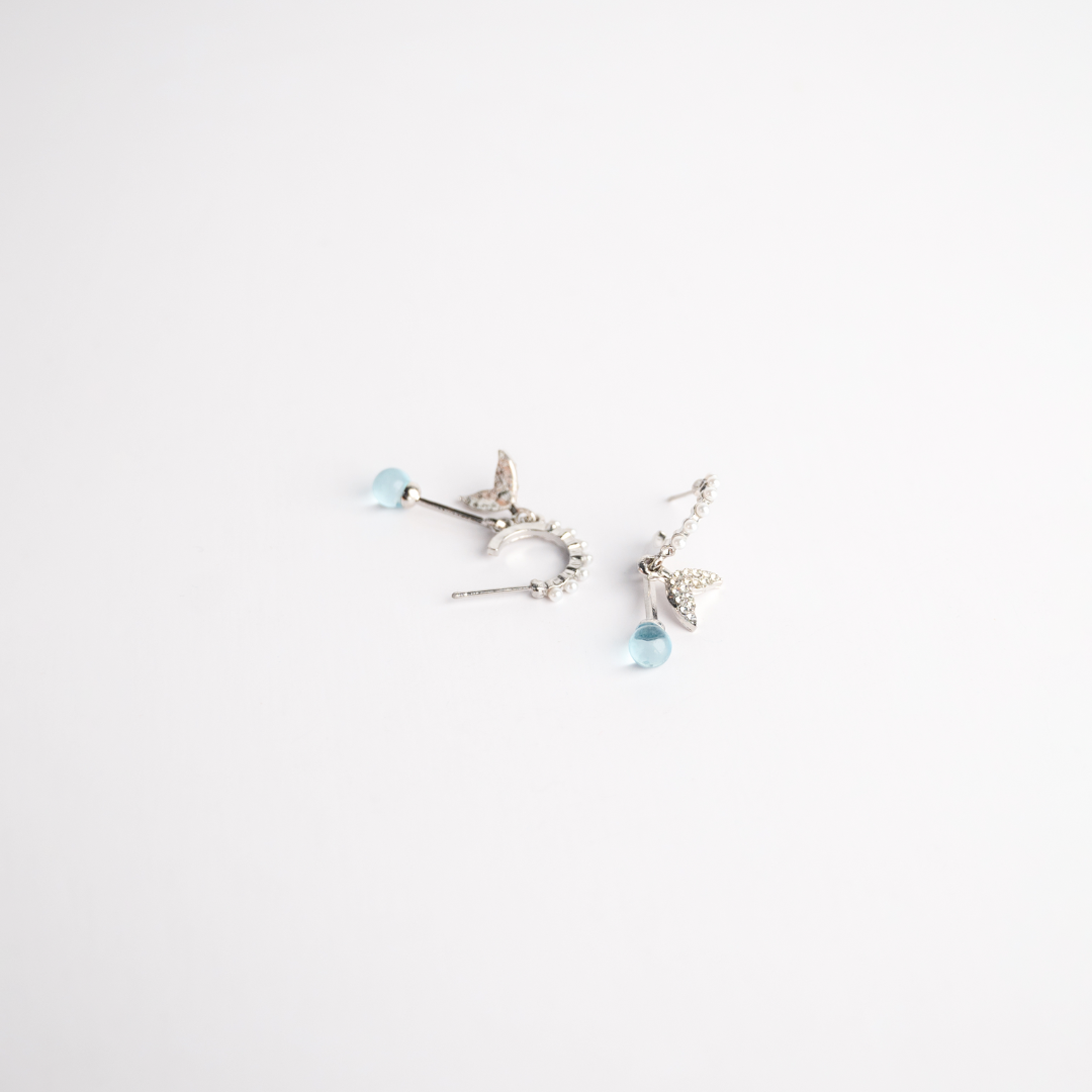 Mermaid Tails Cyan Crystal Earrings