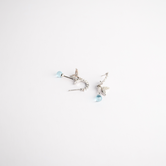 Mermaid Tails Cyan Crystal Earrings