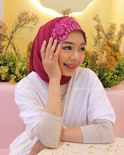 3D Pink Rose Open Ring