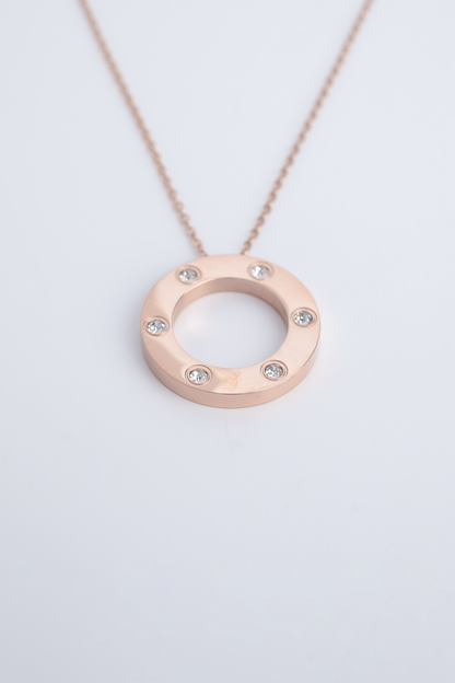 Rose Gold Diamond Disc Necklace