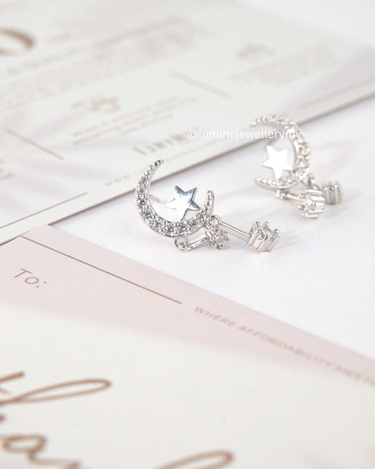 Crescent moon & Stars Studs