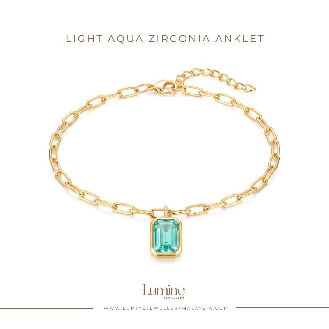 Light Aqua Zirconia Anklet