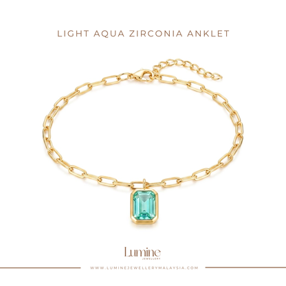 Light Aqua Zirconia Anklet