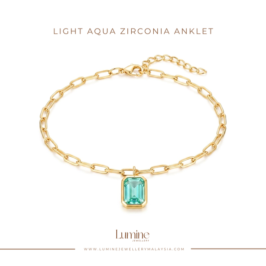 Light Aqua Zirconia Anklet