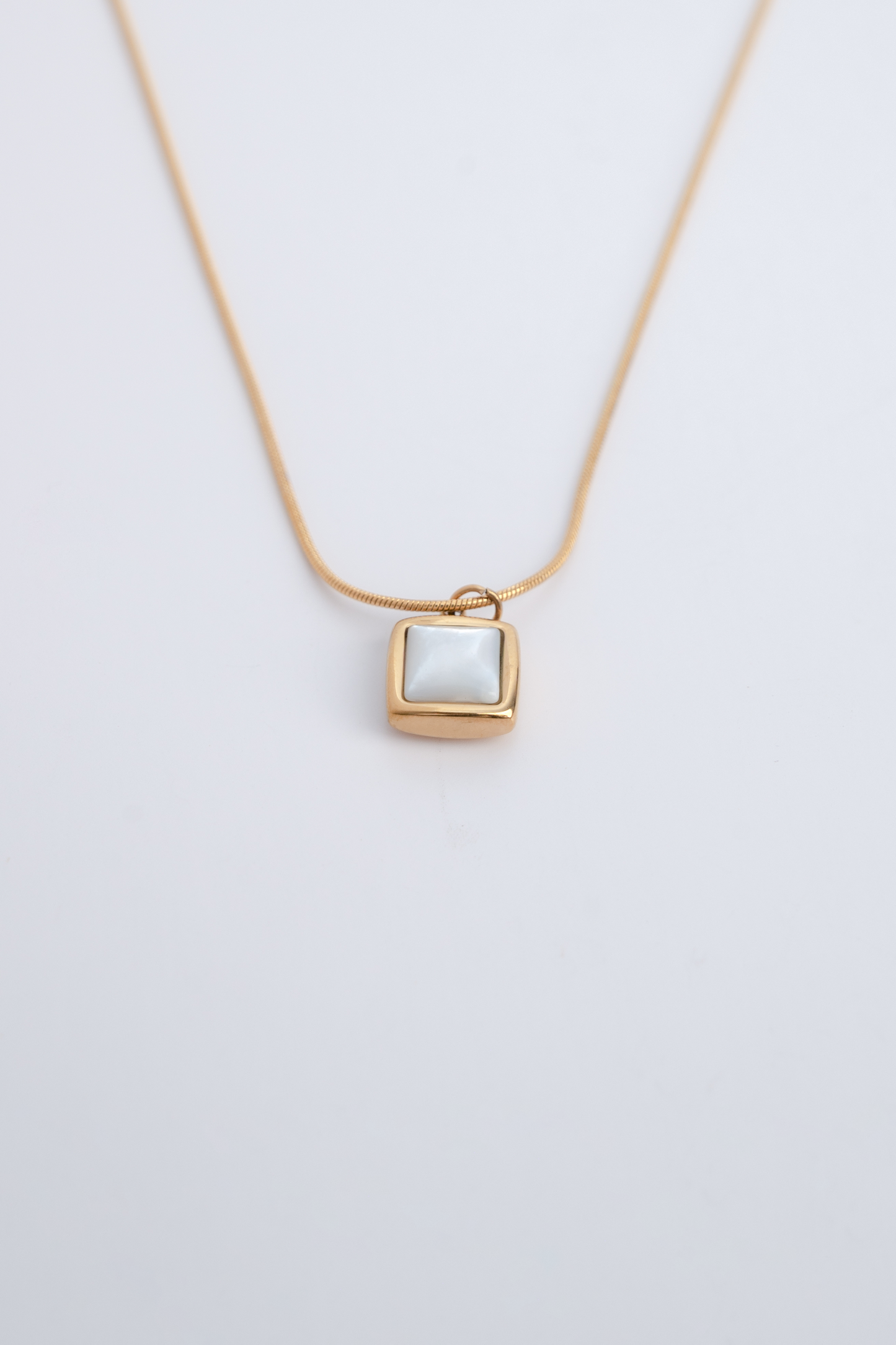 Minimalist Square White Shell Pendant