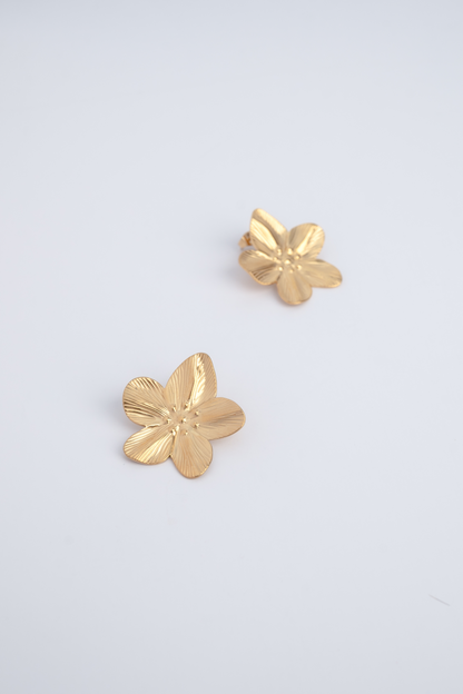 Striped Floral Stud Earrings