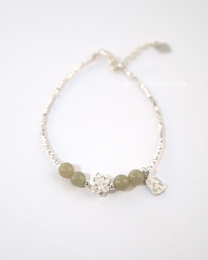 Silver Jade Blessings Bracelet (Made by Nephrite)