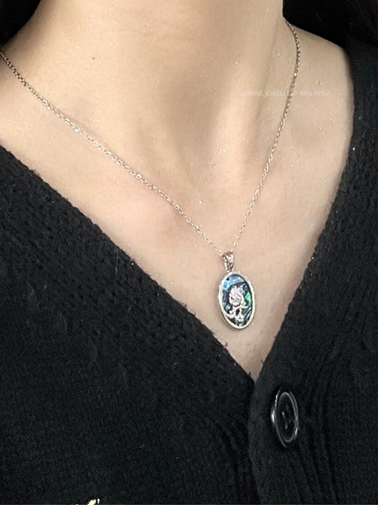 Silver-Plated Shell Rose Necklace