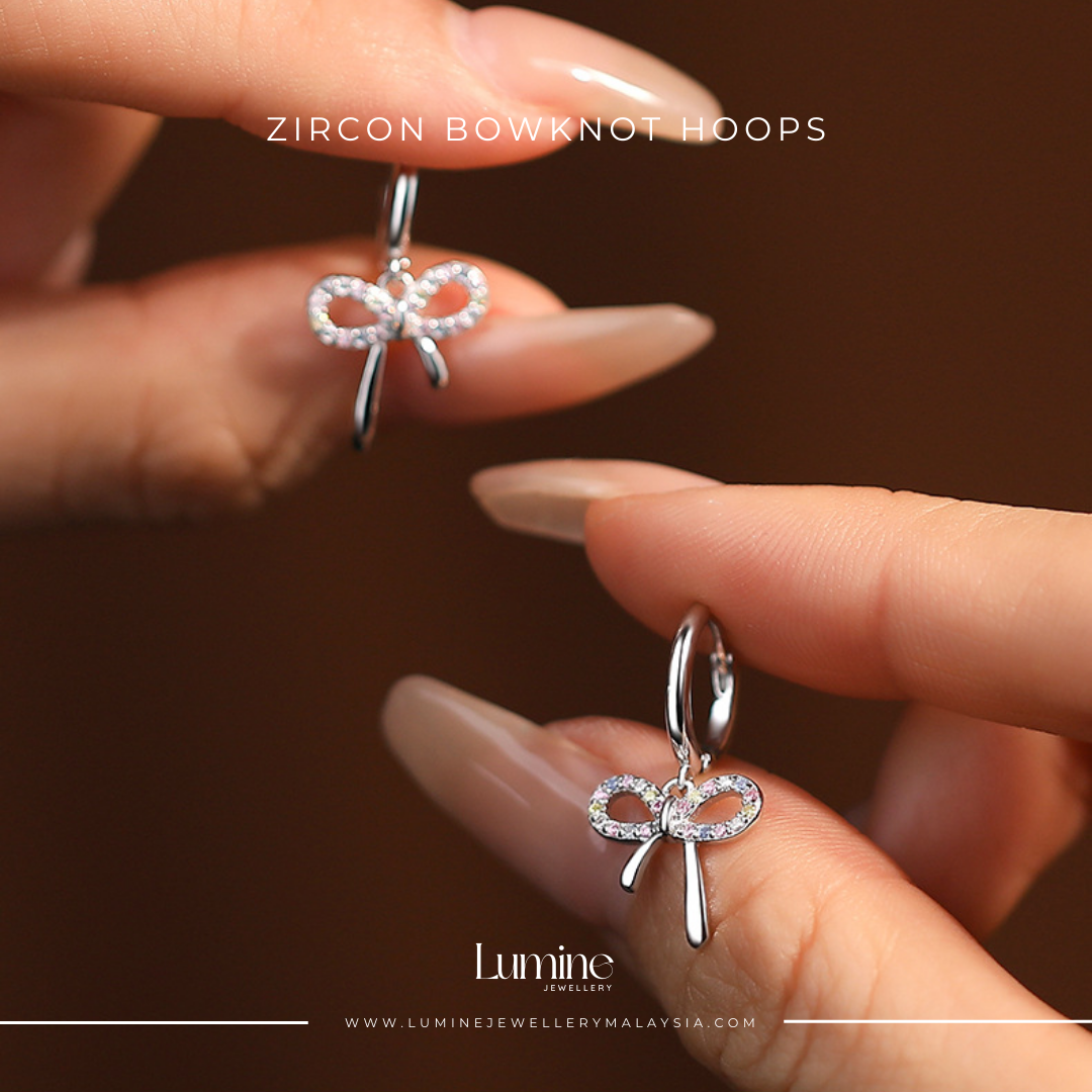 Zircon Bowknot Hoops