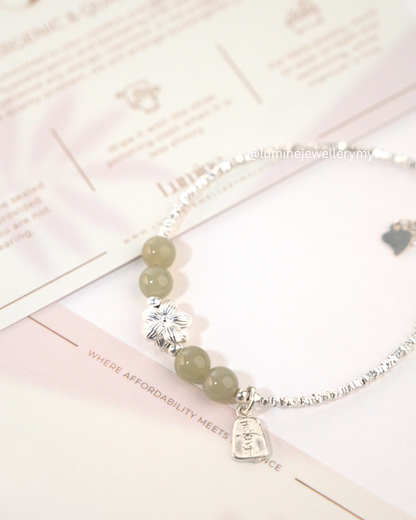 Silver Jade Blessings Bracelet (Made by Nephrite)