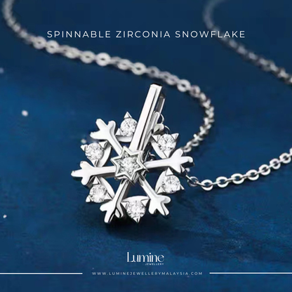 Spinnable Zirconia Snowflake Necklace