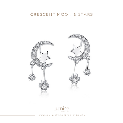 Crescent moon & Stars Studs