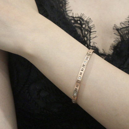 Rose Gold Diamond Roman Letter Cuff