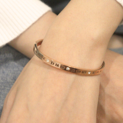 Rose Gold Diamond Roman Letter Cuff