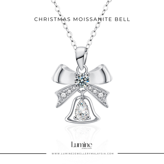 Christmas Moissanite Bell Necklace with Cert (GRA Certified Moissanite | S925)